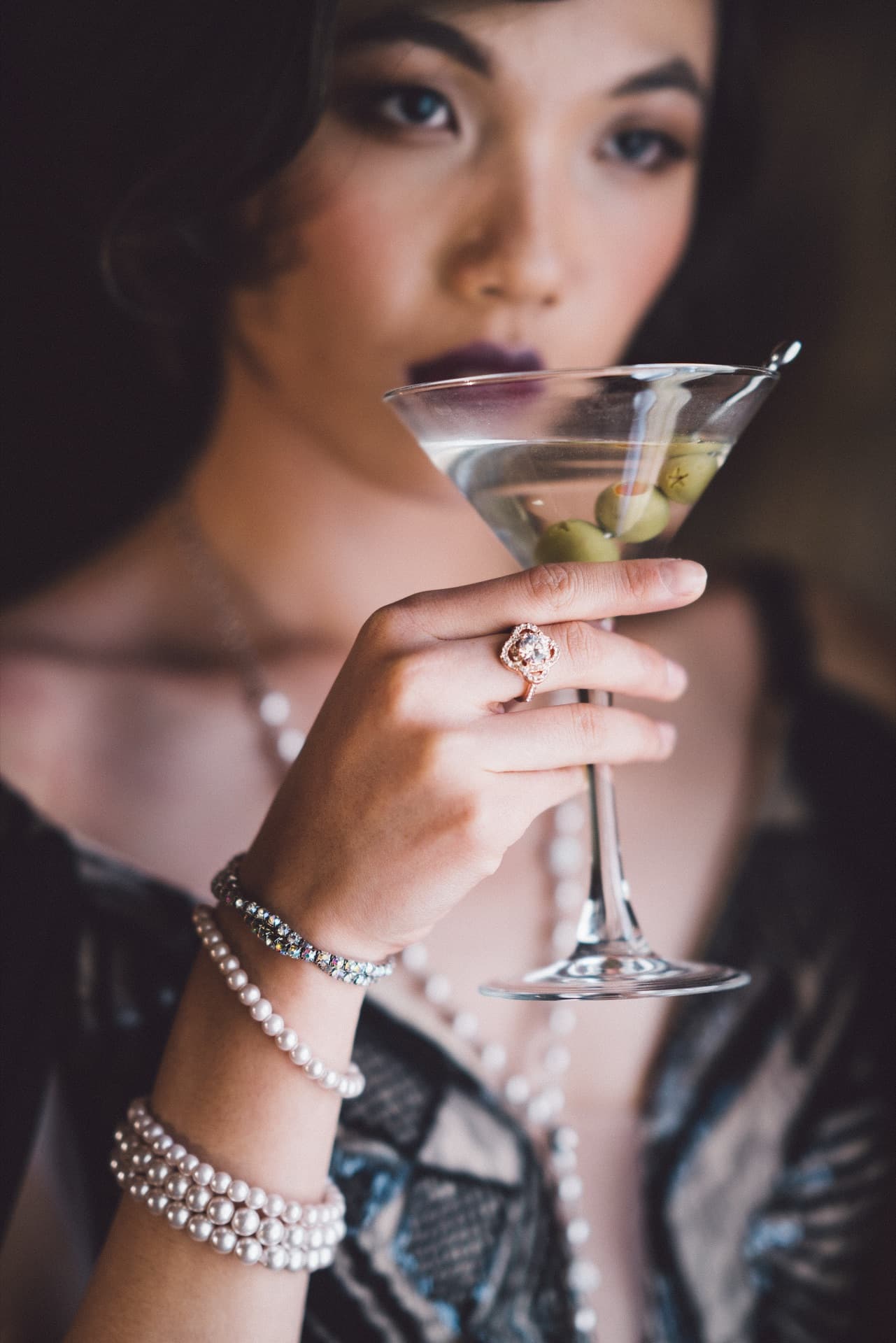 Film noir style portrait with dramatic shadows