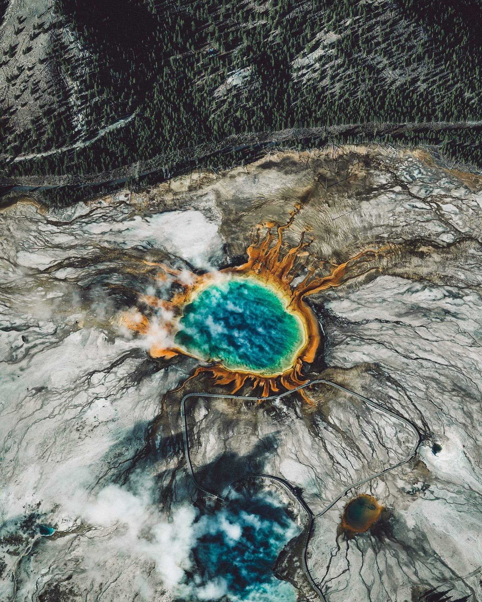 Grand Prismatic Spring aerial view, Yellowstone